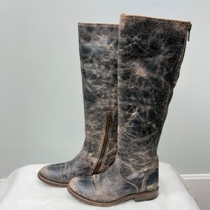 Bed|Stu BedStu tall leather black brown distressed riding‎ boots women's 8.5